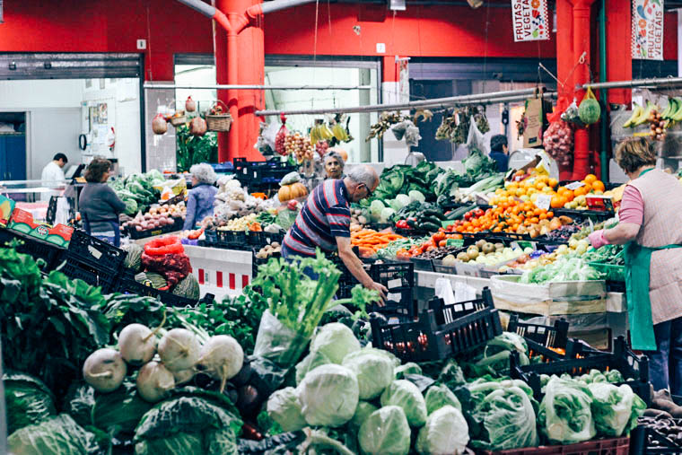At a local food market in Portugal